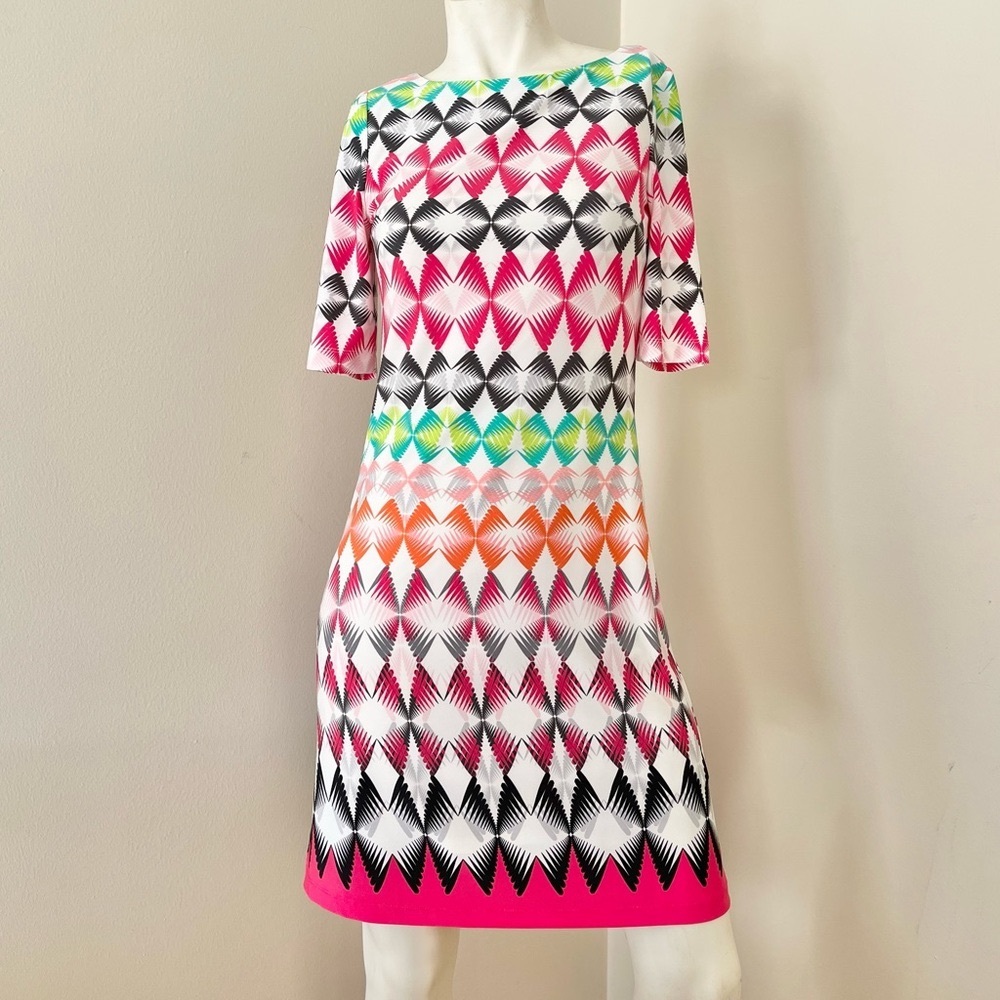 Eliza J multi-colored printed shift dress